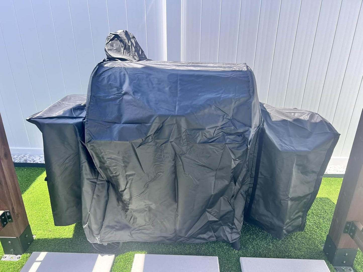 Grill Cover for Char-Griller Smokin Champ 1624 Smoking Champ Offset Smoker 1733, Blazer 2130 and Classic 2175, Heavy Duty Waterproof UV Resistant Cover, Outdoor BBQ Accessories