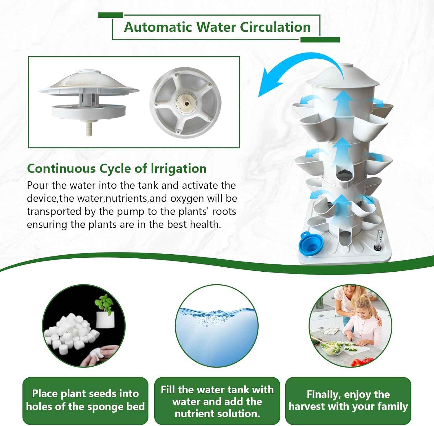 35 Plants Hydroponic Tower, Hydroponics Growing System Tower, Hydroponics Tower with Timer Automatic Watering, Vertical Hydroponic Tower, Planter Germination Kit for Herbs Vegetables Fruits