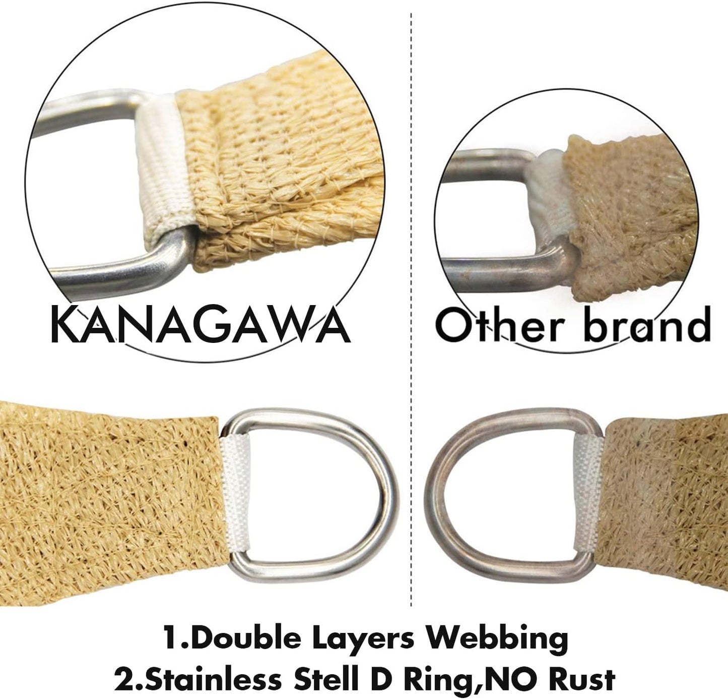 KANAGAWA 10'X24' Sand Custom Size Sun Shade Sail Rectangle UV Block Canopy Cover for Patio Backyard Lawn Garden Outdoor (Customized Available)