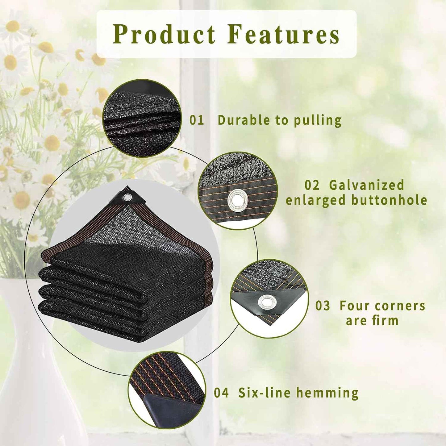 Shade Cloth，70% Garden Sun Shade Cloth Mesh Tarp，10 x 20 FT Black Sun Shade Net, pergola Shade Cover with Grommets，for Outdoor Sun Shade Cover，Plant Cover Patio Canopy ，Greenhouse