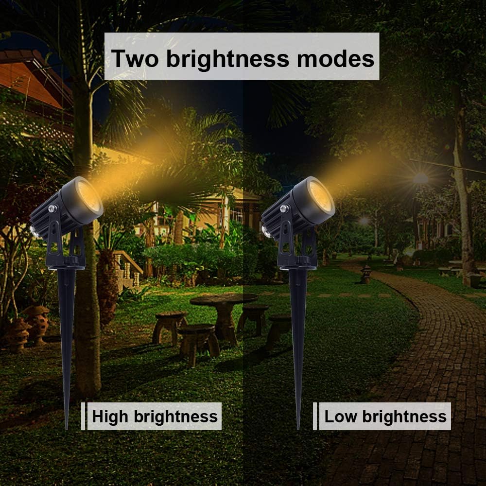APONUO Metal Solar Spot Lights Outdoor with 9.8ft Cable Solar Powered Landscape Lighting Low Voltage IP65 Waterproof Auto On/Off for Outside Garden Yard Landscape Pathway Garage-Warm White(4-in-1)