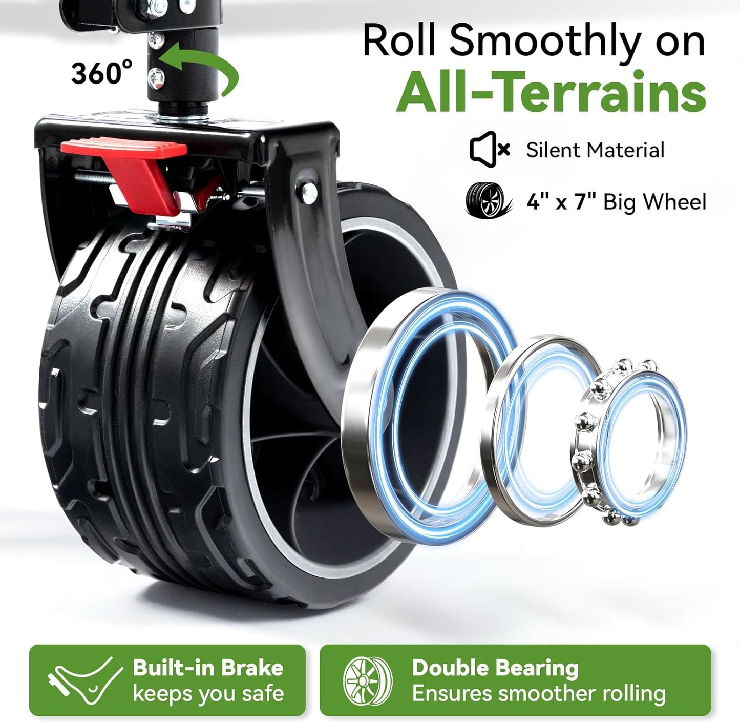 Hikenture Collapsible Wagon Cart, 330lbs Capacity Beach Wagons with Big Wheels for Sand, Heavy Duty Foldable Cart with Brakes, Portable Utility Folding Garden Cart for Outdoor