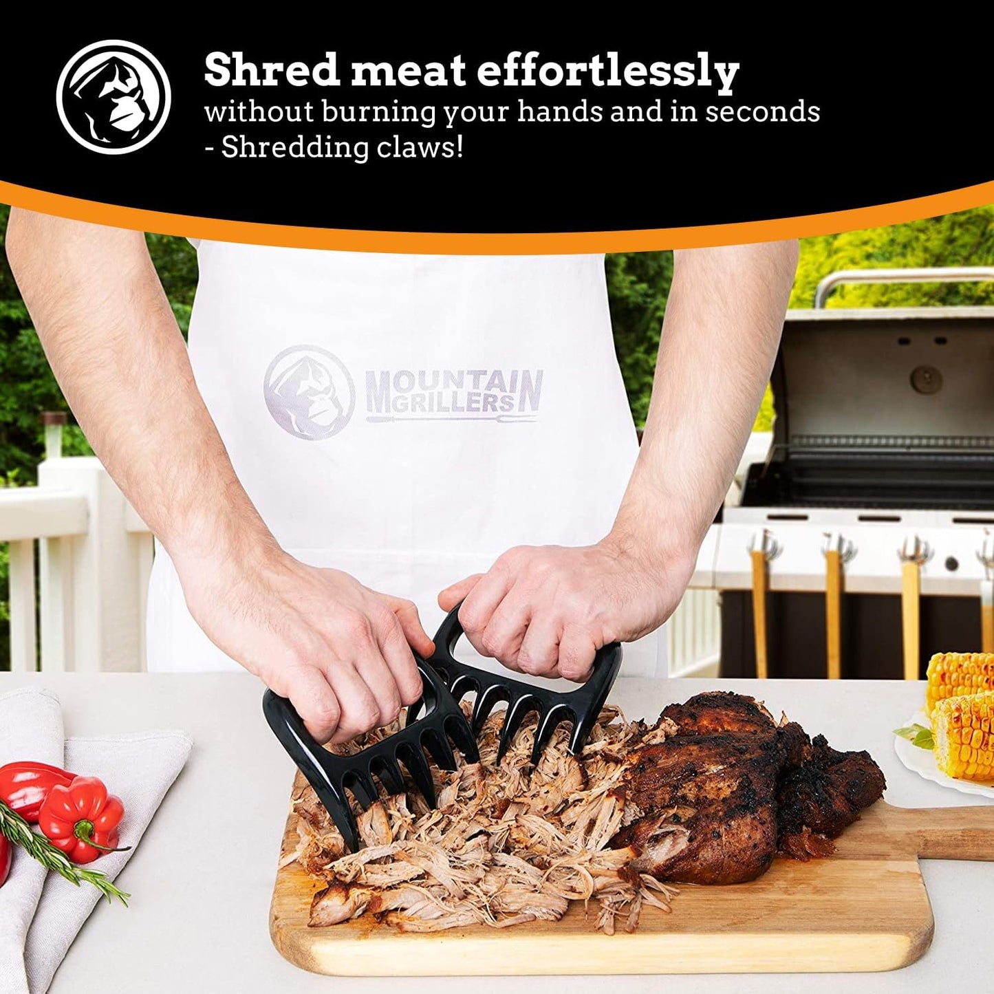 Mountain Grillers Meat Claws - Pulled Pork Claws and Meat Shredder - Grilling Claws BBQ Tools for Meat Shredding - Meat Pulling Claws for Barbecue, Smoker, and Grill Bear Claws - Pack of 2, Black - Lumora Garden