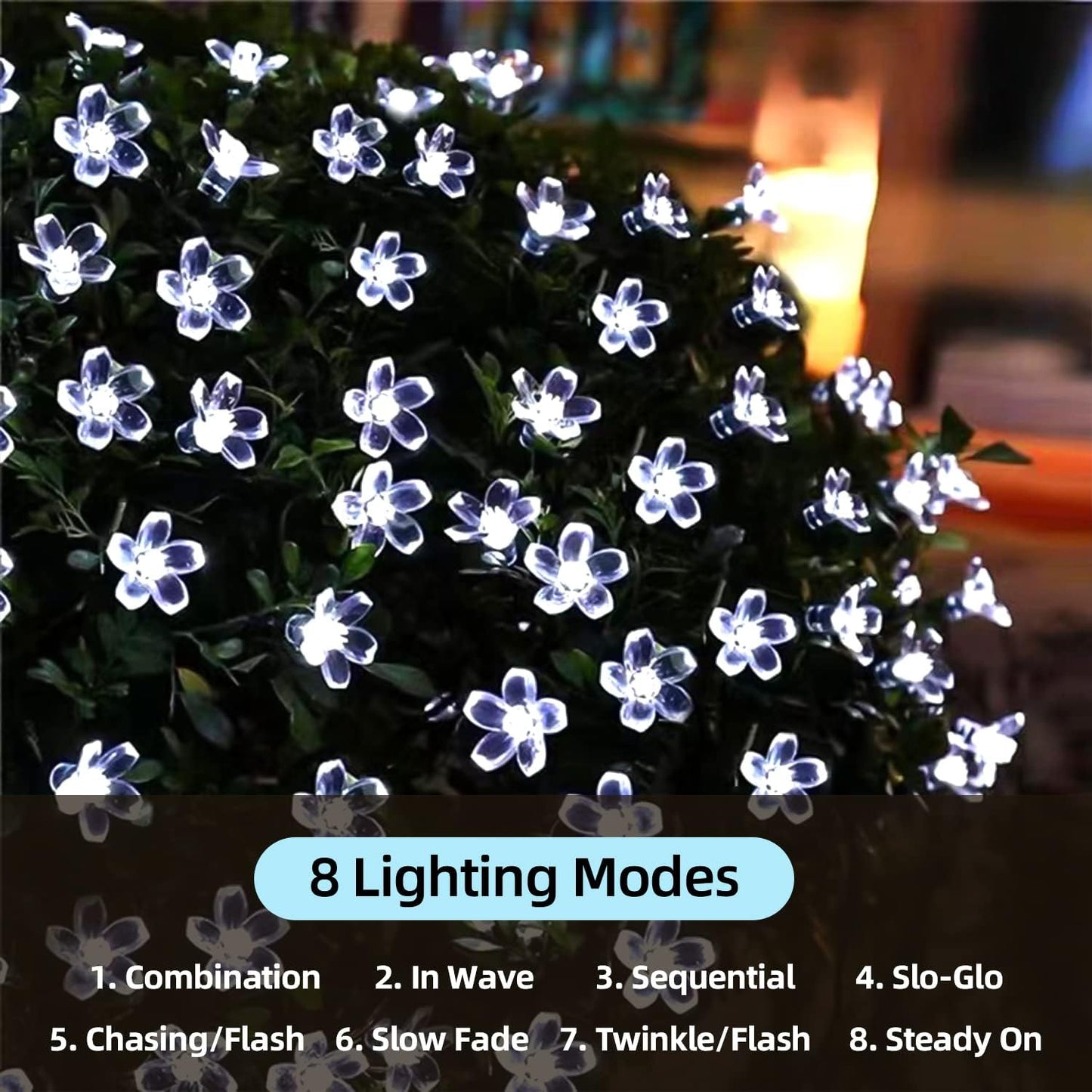 ITICdecor Outdoor Solar Flower String Lights Waterproof 50 LED Fairy Light Decorations for Christmas Tree Garden Patio Fence Yard Spring (Cool White)