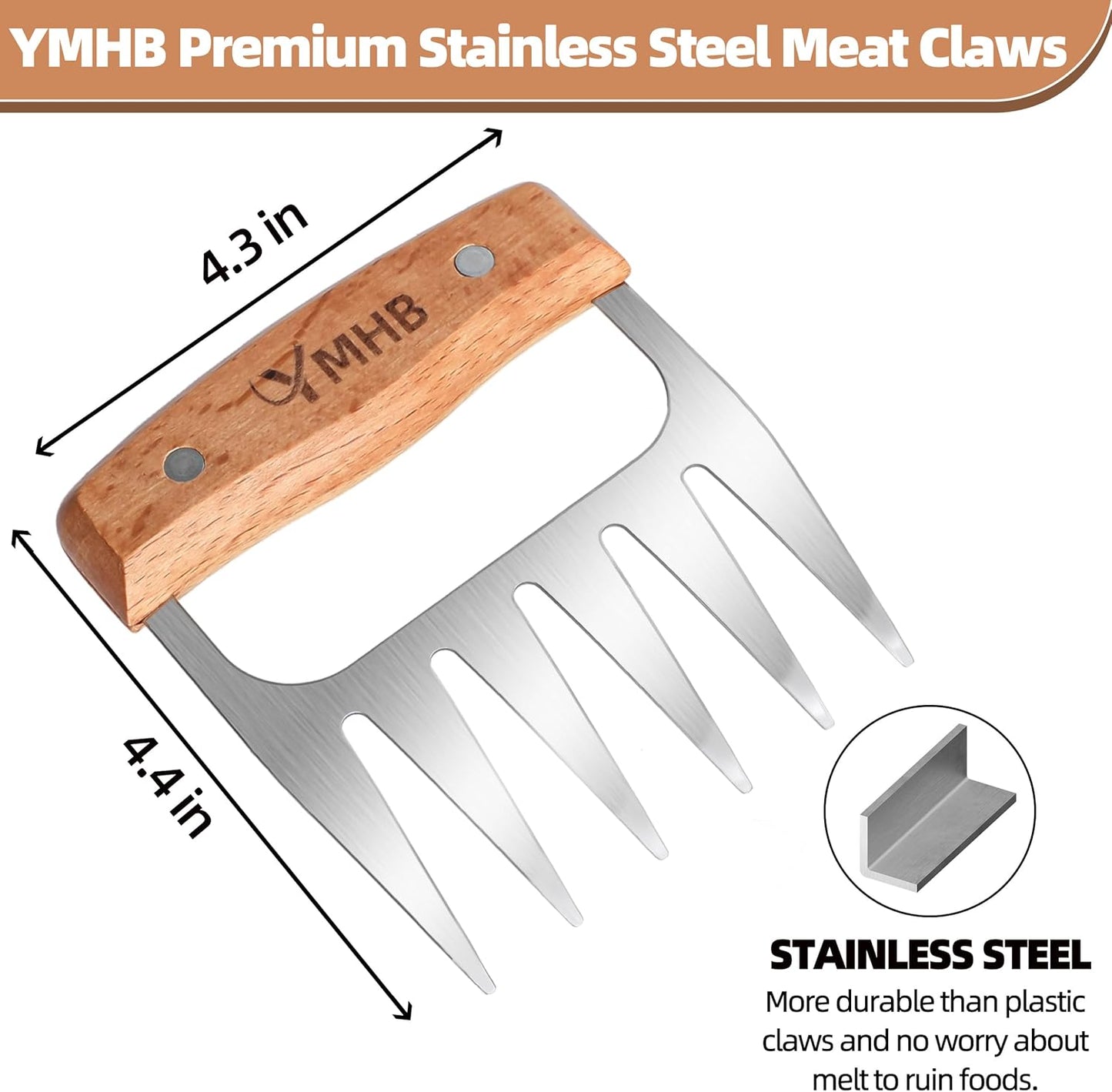 Metal Meat Shredder Claws - BBQ Grilling Gifts for Men & Women, Shredding Claws for Pulled Pork - Christmas Gifts for Dad, Father, Husband - Lumora Garden