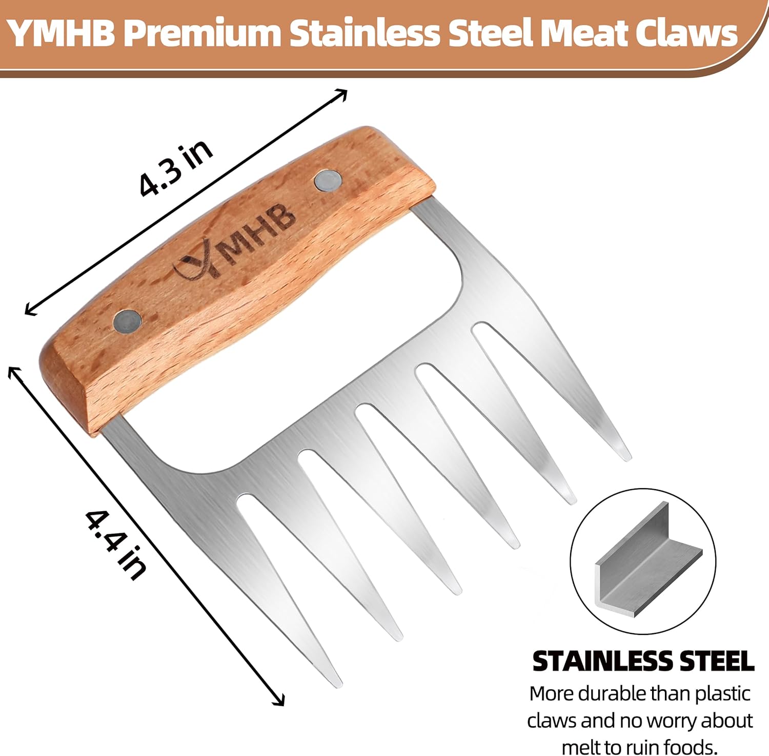 Metal Meat Shredder Claws - BBQ Grilling Gifts for Men & Women, Shredding Claws for Pulled Pork - Christmas Gifts for Dad, Father, Husband - Lumora Garden