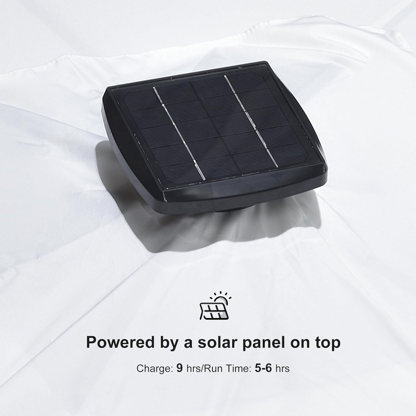 PURPLE LEAF 10 Feet Patio Umbrella Outdoor Cantilever Solar Powered LED Square Umbrella Aluminum Offset Umbrella with 360-degree Rotation for Garden Deck Pool Patio White