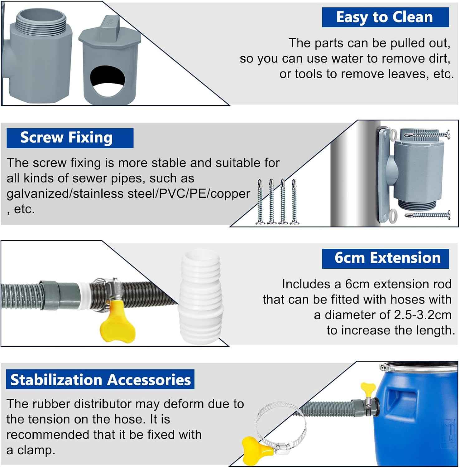 Rain Barrel Diverter Kit, Rainwater Collection System with Adjustable Valve and Hose, Rain Water Diverter for Downspout, Downspout Diverter Fits for Standard Downspouts