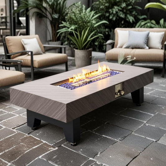 54”Propane Fire Pit,Outdoor Gas Fire Pit Table with Rain Cover,Rectangular Heater for Patio, Backyard, Deck,50,000BTU Outdoor Modern Patio Fire Pit.