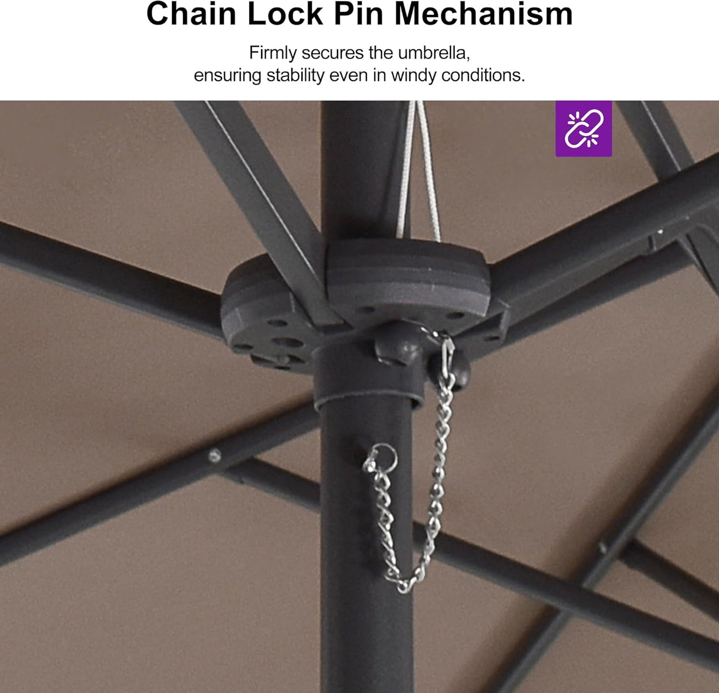 PURPLE LEAF 14ft Patio Market Umbrella Outdoor Double-Sided Umbrella with Base and Crank Rectangle Table Umbrella for Pool Deck Garden, Taupe