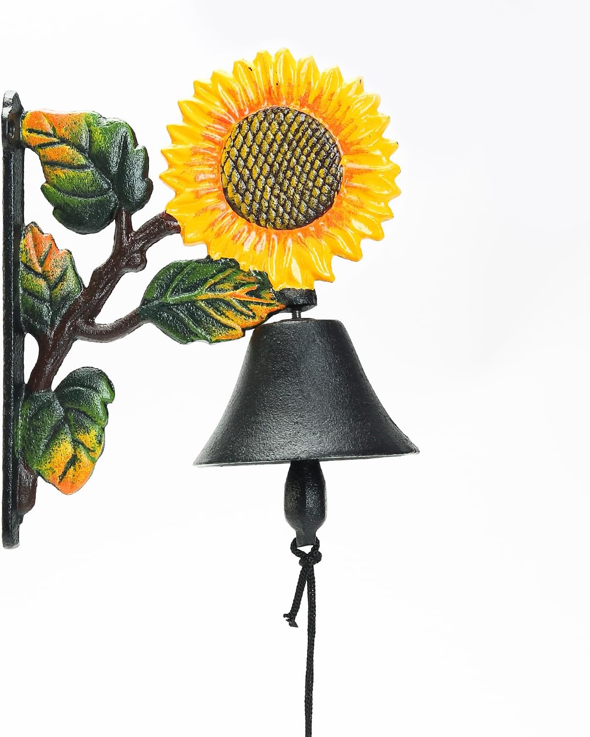 Sungmor Heavy Duty Cast Iron Sunflower Hand Bell - Hand-Painted Wall Decor for Indoor/Outdoor Use