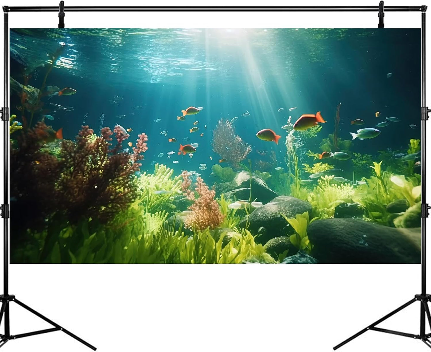 Fish Tank Background Underwater Aquarium Background Under The Sea Aquatic Plants Fish Tank Backgrounds Ocean Floor Rock Terrarium Wallpaper Tropical Fish Aquarium Reptile Tank Backgrounds 48x20in