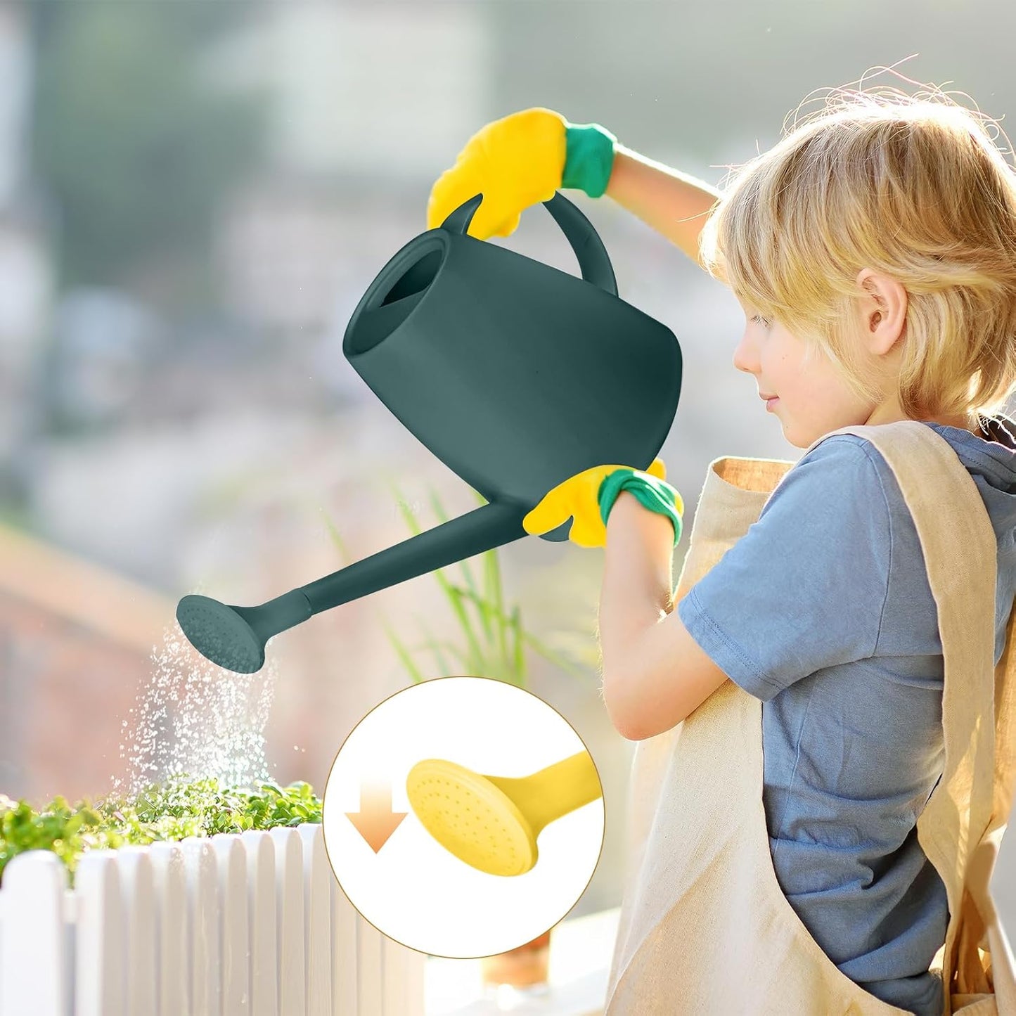 Plant Watering Can - Plastic Indoor and Outdoor - 1/2 Gallon - Blackish Green