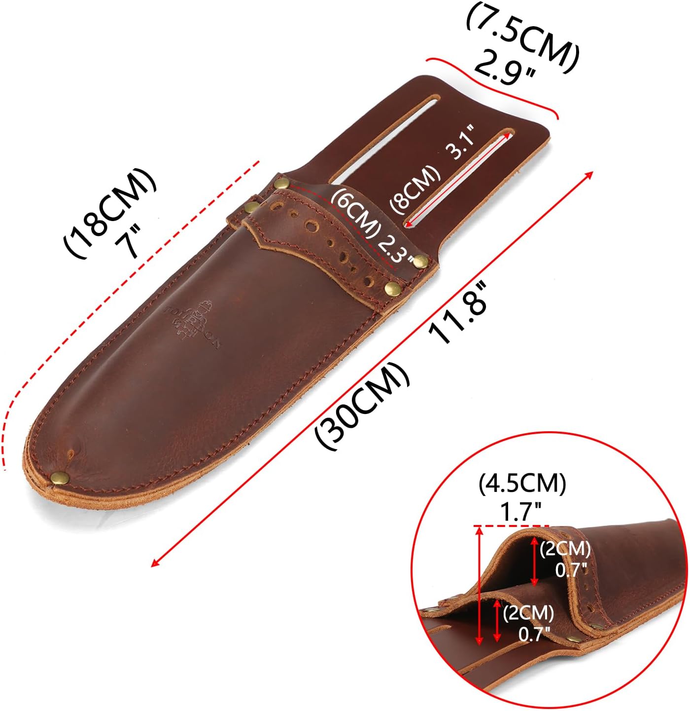 Tourbon Leather Garden Pruning Shears Folding Saw Double Holster Gardening Soil Knife Sheath Pouch Multipurpose Tool Holder for Belt, Brown