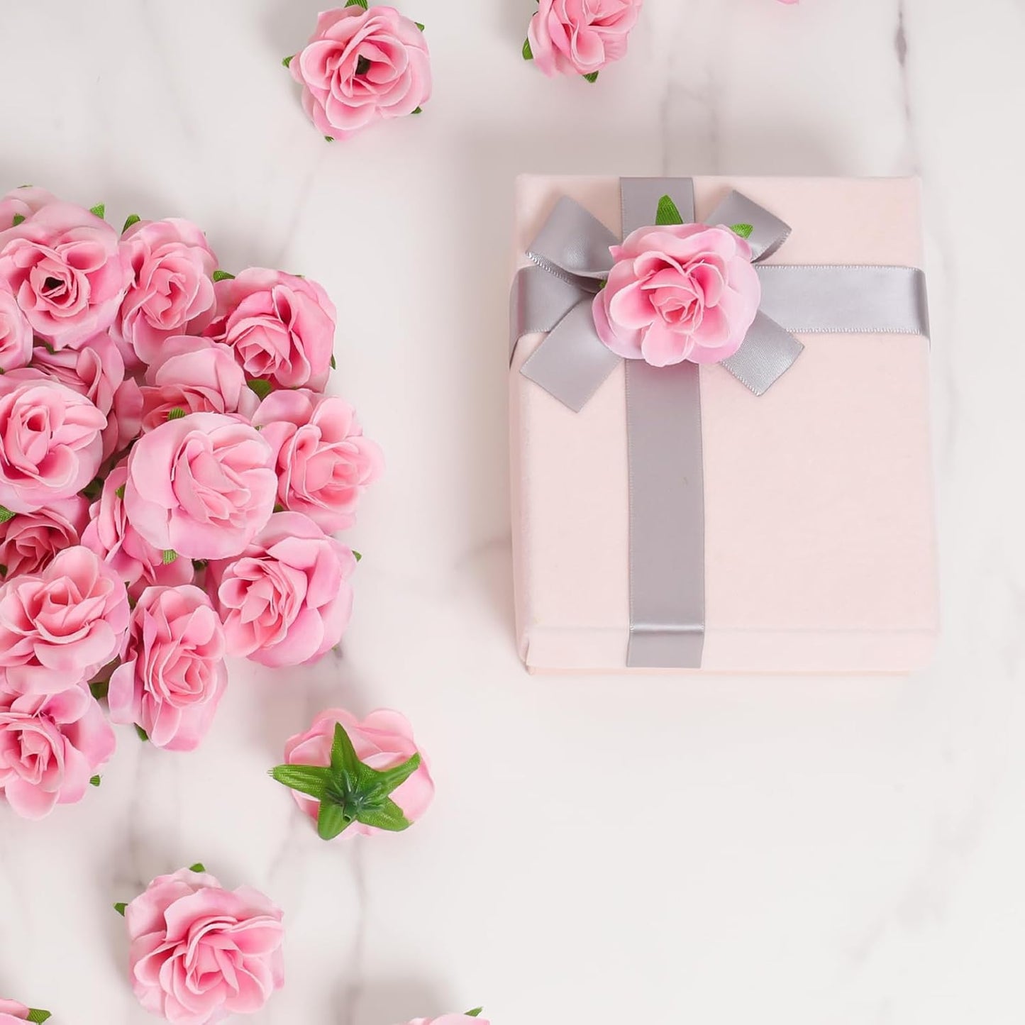 50 Pcs Pink Roses Artificial Flowers 1.7 Inch Mini Rose Flower Head Silk Fake Rose Flowers for Decoration DIY Craft Halloween Home Decor (Pink)
