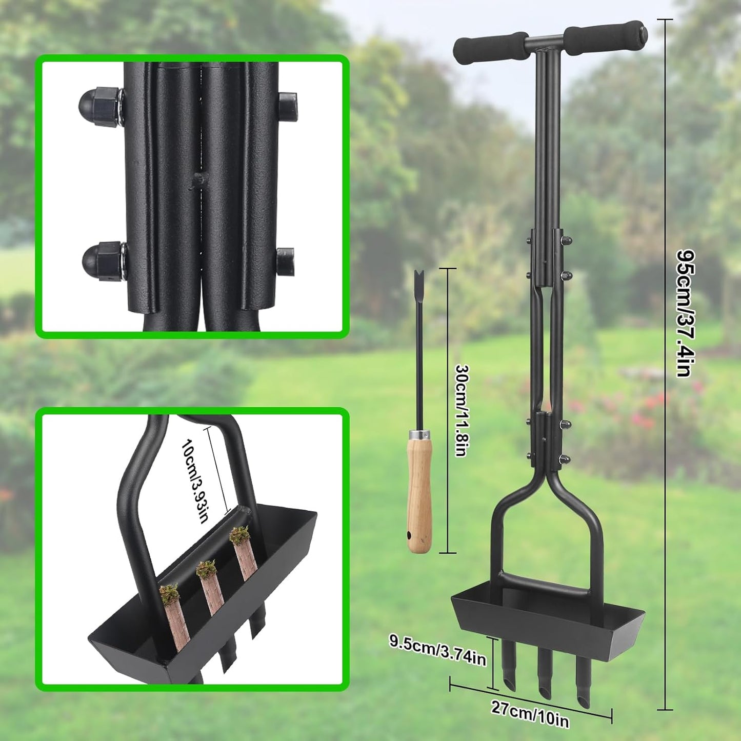 Lawn Aerator - Aerator Lawn Tool, Lawn Aerator Coring Tool with Soil Core Storage Tray Manual Core Aerator for Garden Yard Care