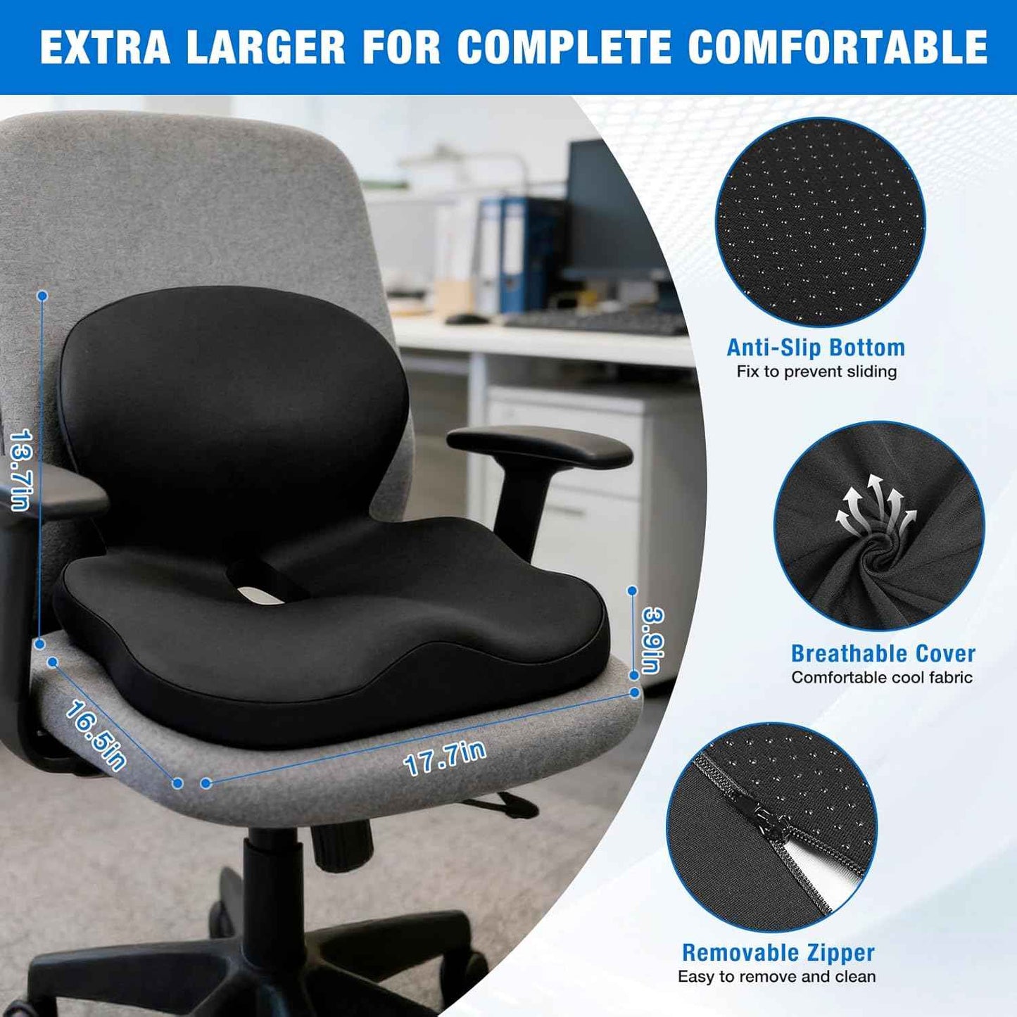 Seat Cushion with Back Support,Cooling Gel & Memory Foam Lumbar Support Pillow for Office Chair,Ergonomic Office Chair Cushions for Sciatica Pain Relief,Gel Seat Cushions for Car,Office,Desk