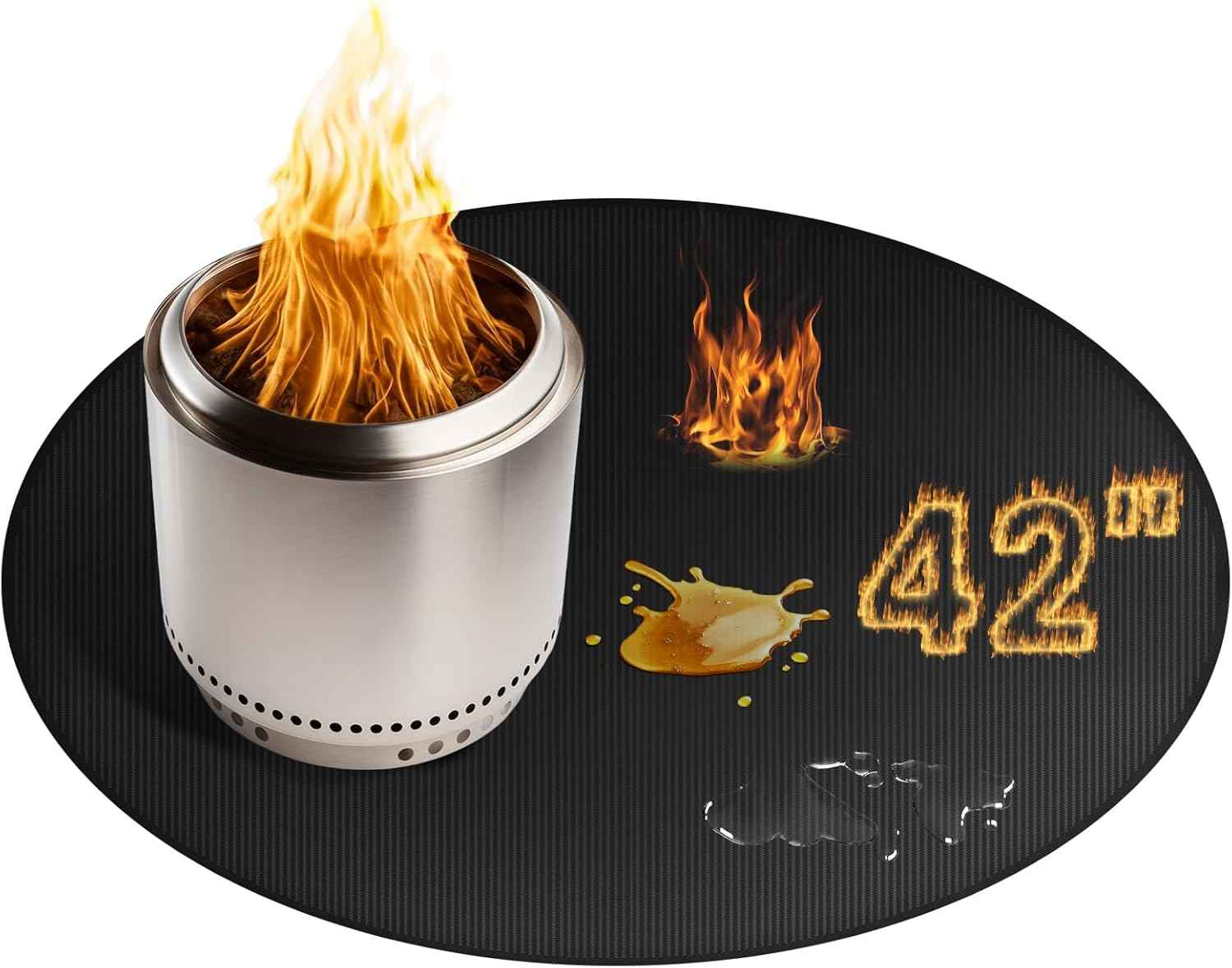 Large 42'' Fire Pit Mat for Solo Stove Bonfire | Double-Sided Fireproof | Waterproof | Oil-Proof | Easy to Clean | Bonfire Accessories | Round BBQ Mat for Solo Stove Accessories Deck Patio Lawn