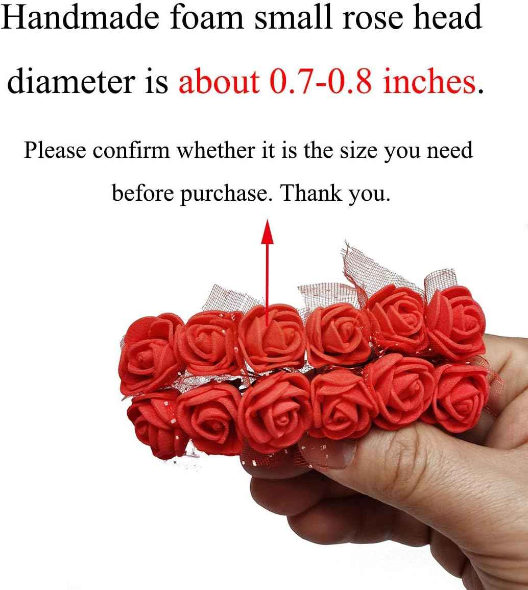 Mini Fake Rose Flower Heads 144pcs Mini Artificial Roses DIY Wedding Flowers Accessories Make Bridal Hair Clips Headbands Dress (Bottom add Gauze) Pink