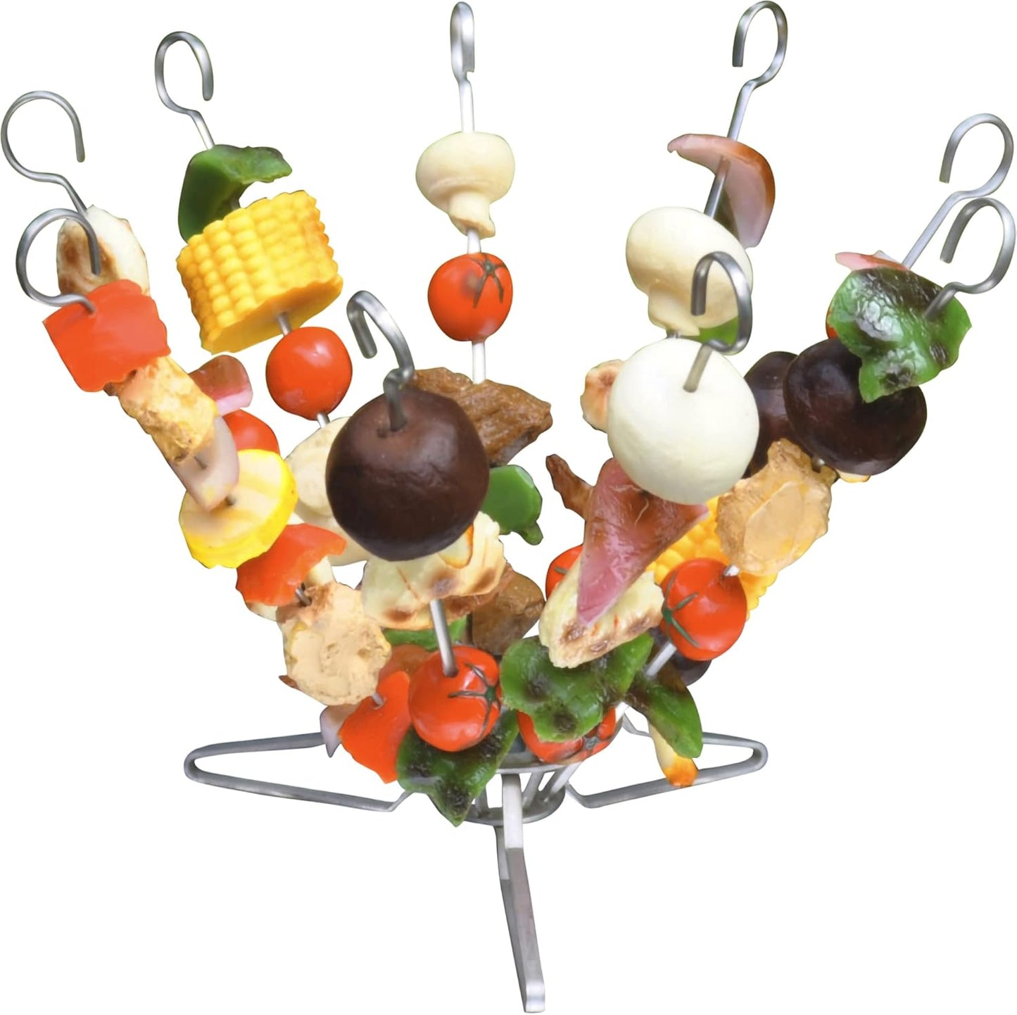 O-Yaki Flat Metal Kabob Skewer for Grilling – Set of 9 BBQ Skewers Stainless Steel with Storage Bag, Dishwasher Safe Skewers with Hook Handle & Sharp Tip for Outdoor BBQ, Cookouts & Oven Use – 8 Inch