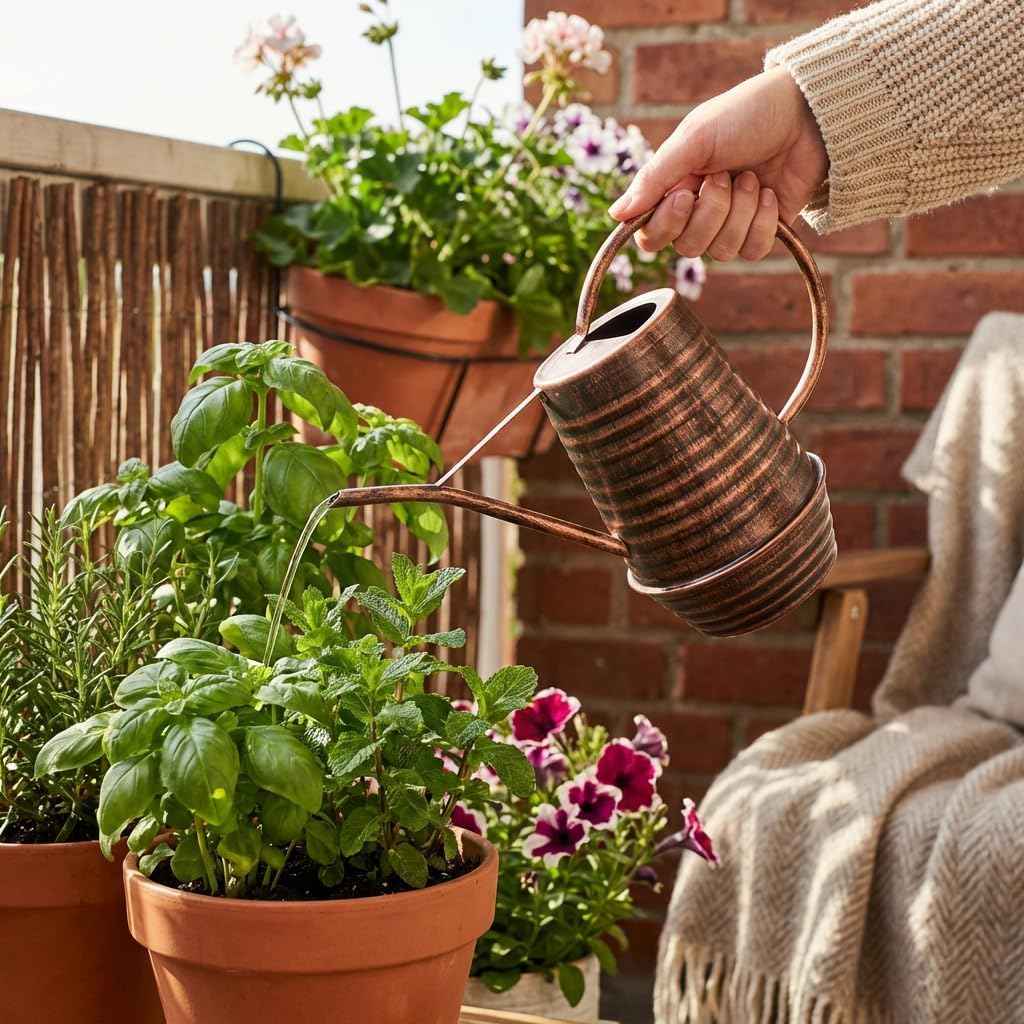 Small Watering Can, 0.3 Gallon/34oz., Copper, Galvanized, Indoor Water Can, Metal Watering Can with Long Spout, Plant Water Can for Indoor Plants