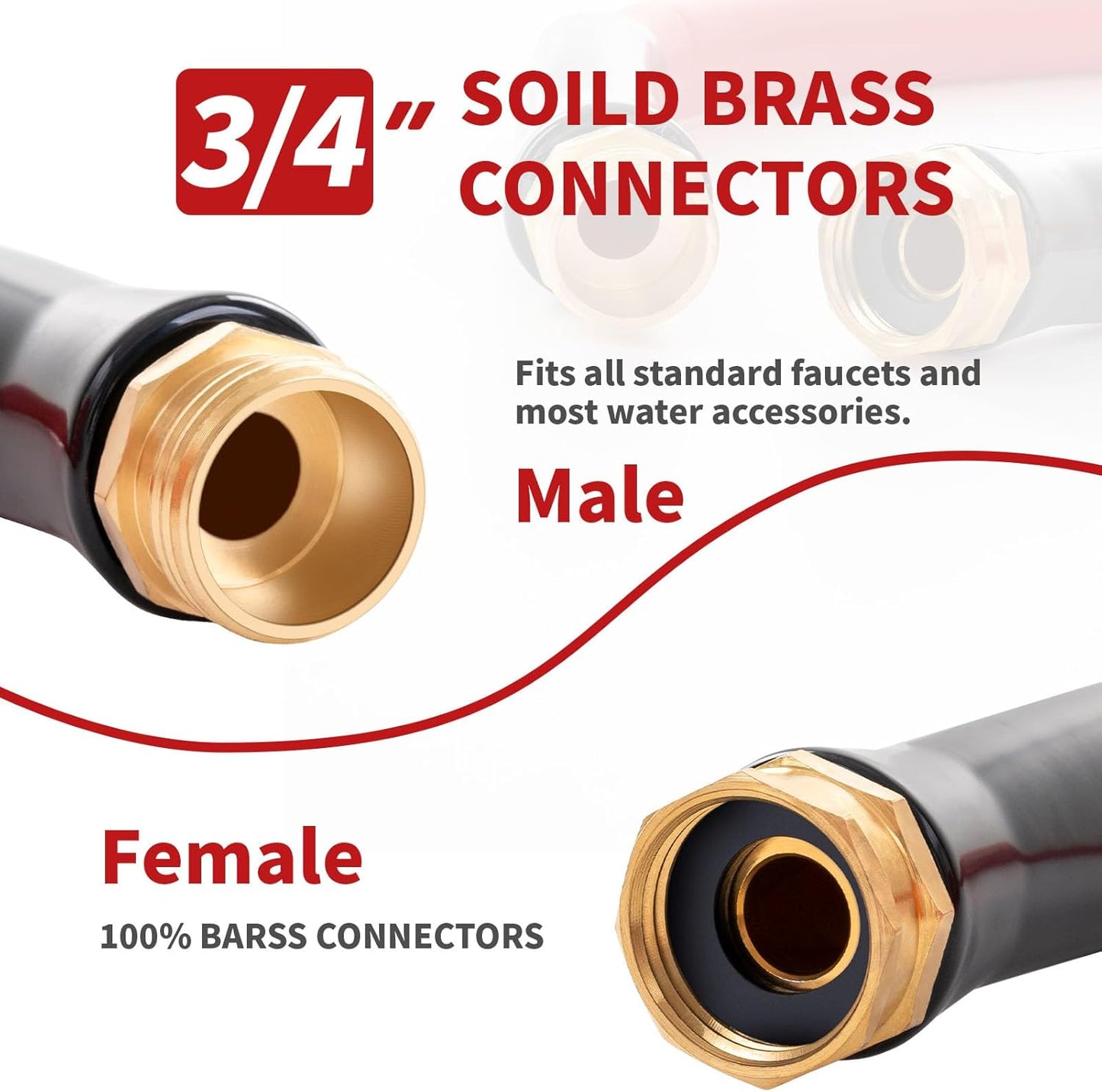Garden Hose 10 ft x 5/8” Hot Water Hose,-50°F to 190°F, Burst 600Psi Flexible & Lightweight Upgraded Rubber Hoses,3/4” Solid Fittings for All-weather Outdoor Lawn & Garden