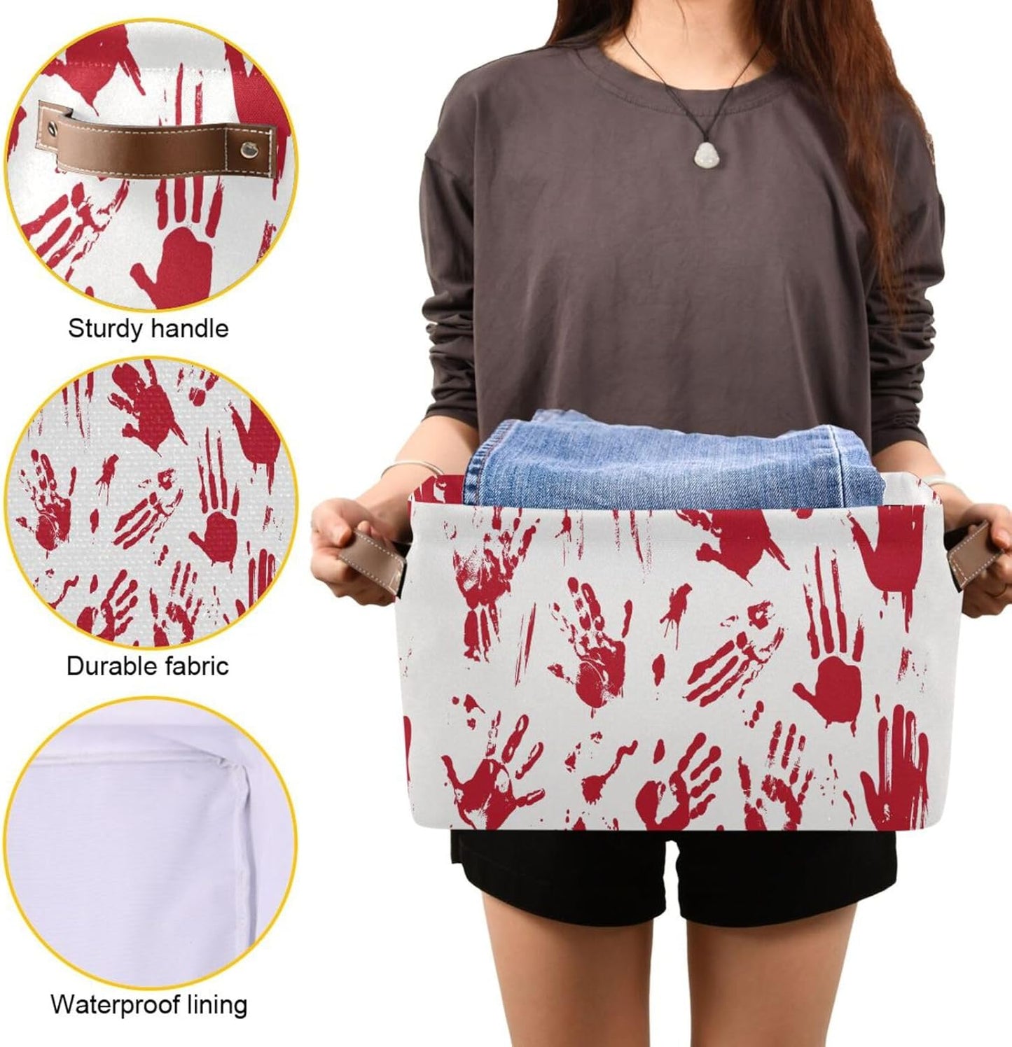 Skull Hand Rectangular Storage Basket Organizer Bin Shelf Baskets For Clothes Gifts For Home Office Dorm