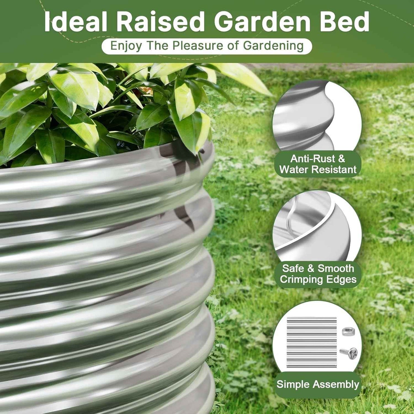 3 PCS 6x3ft Galvanized Raised Garden Bed Outdoor, Metal Garden Bed for Vegetables, Above Ground Garden Box for Flower, Steel Raised Beds for Gardening