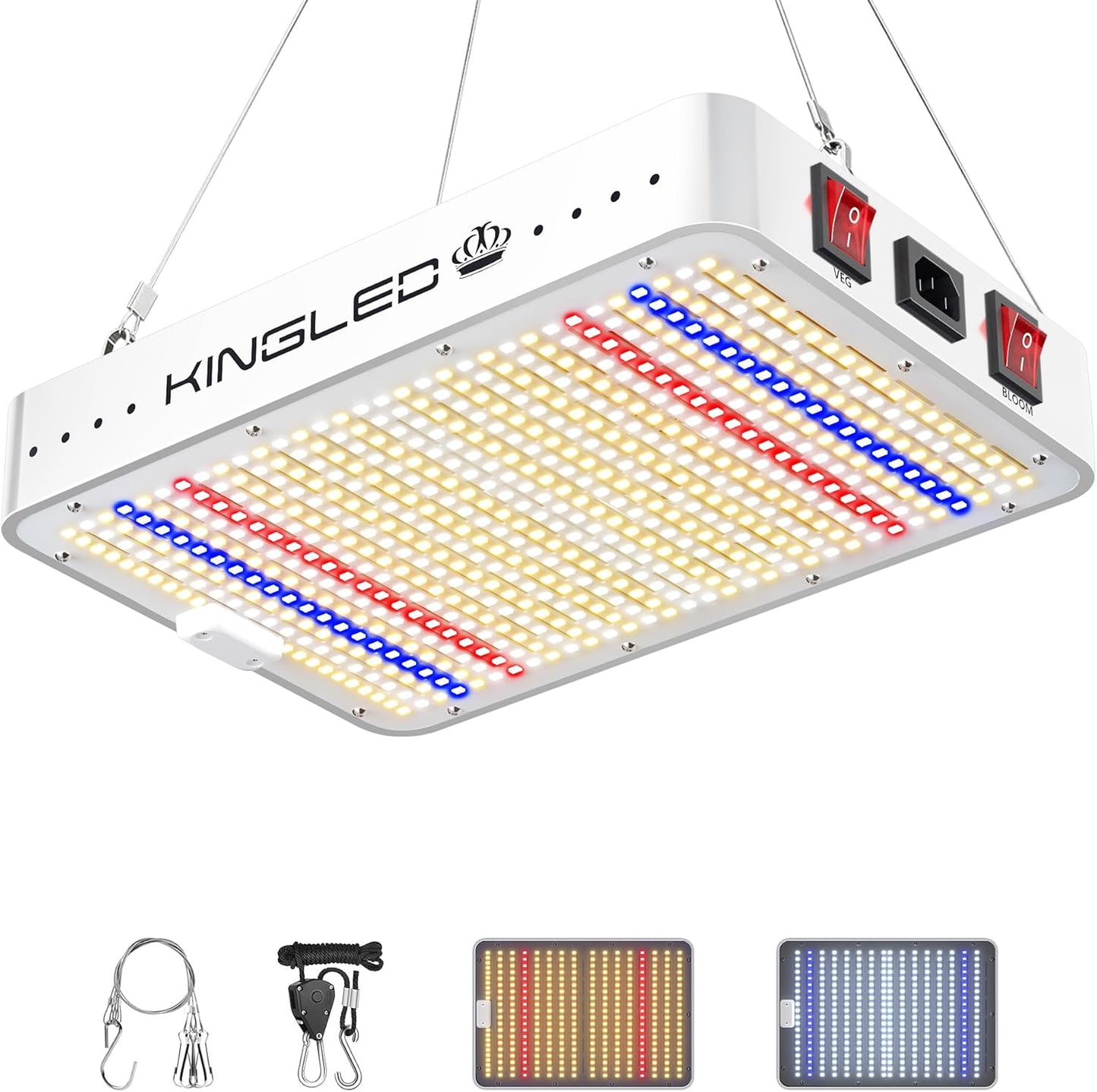 KingLED Grow Lights, KP1500 Full Spectrum Grow Lamp for Indoor Plant, Veg Bloom Dual Mode, 2x4 Coverage, Plant Light for Seedlings Blossom Fruiting, Idea for Home Growing Tent Hydroponic Greenhouse