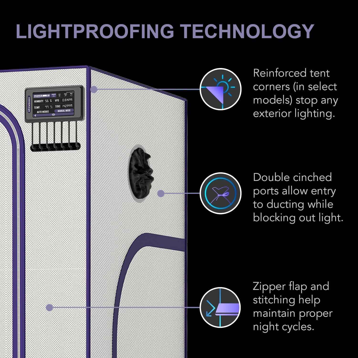Grow Tent, White 36"X36"X72"High Reflective Mylar Canvas with Observation Window and Floor Tray for Hydroponic Indoor Plant Growing (White, 36"X36"X72")