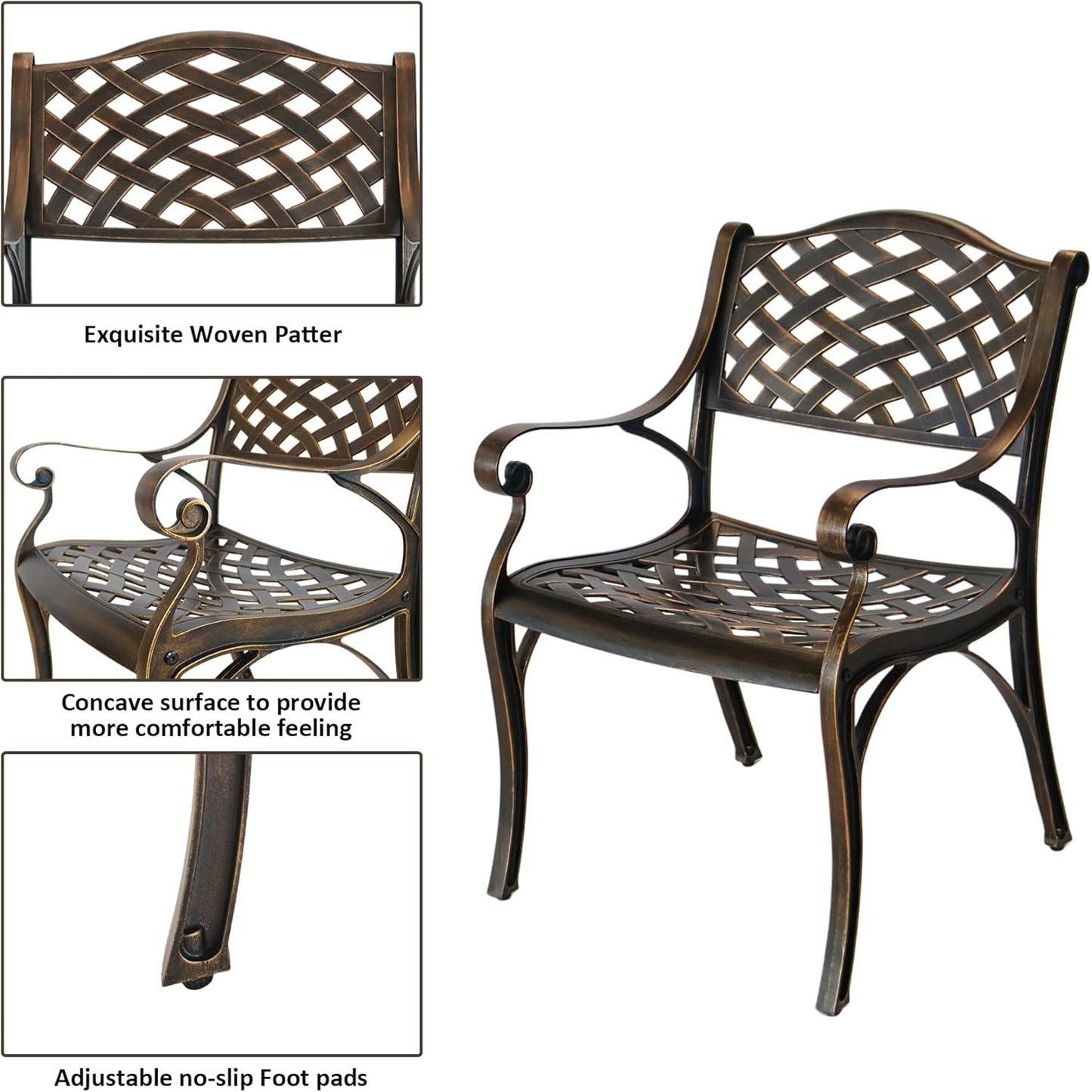 5 Piece Patio Dining Set, All-Weather Metal Outdoor Table and Chairs Set of 4, Cast Aluminum Patio Furniture Set for Patio, Garden, Backyard, Balcony