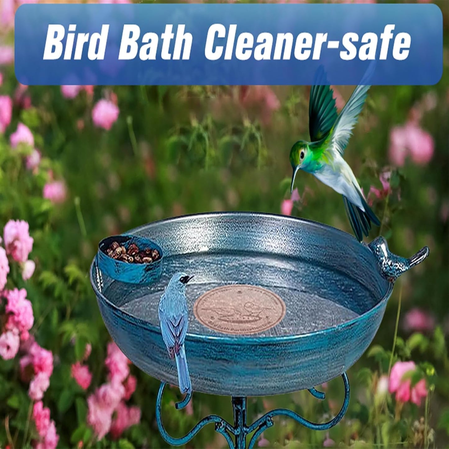 1-Pack 99.99% Pure Copper Bird Bath Purification Disk,Copper Disc with Stable Triple-Point Support,Fits All Outdoor Bird Baths(Round)