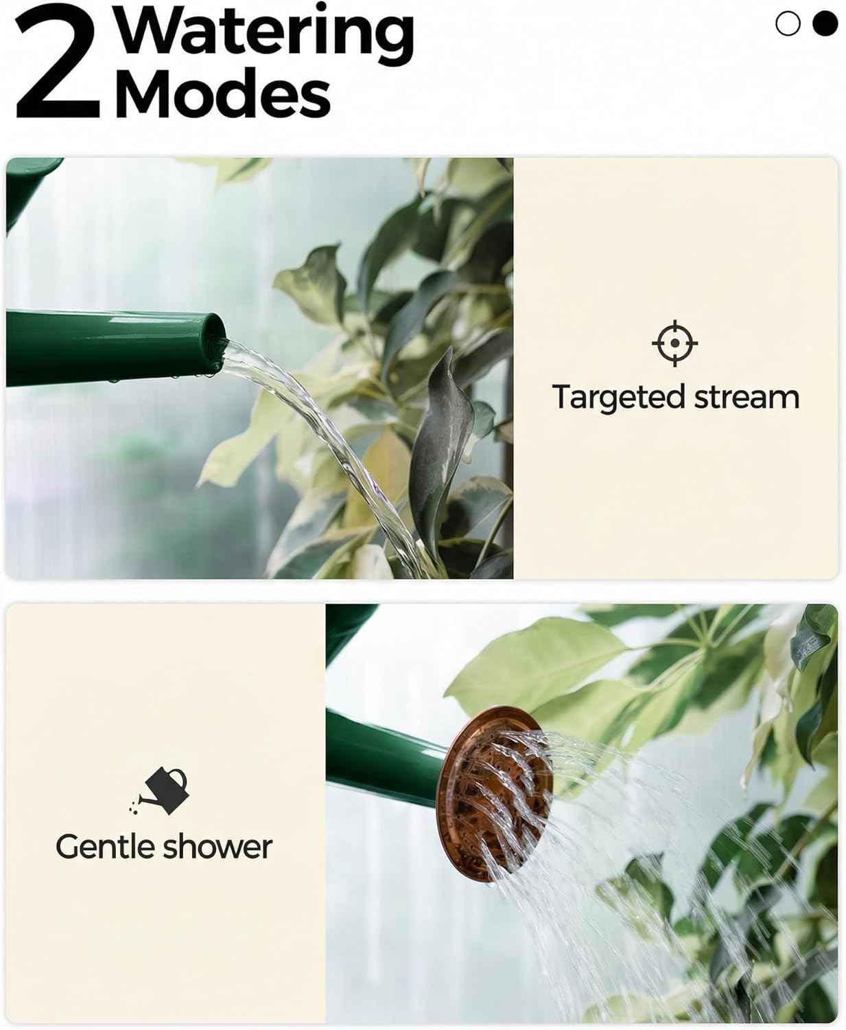 Bamworld Watering Can for Indoor Outdoor Plant Metal Watering Can with Removable Spout Embossd Design Plant Watering Devices Stainless Steel 1/2 Gallon Watering Cans Home & Garden Décor Deep Green