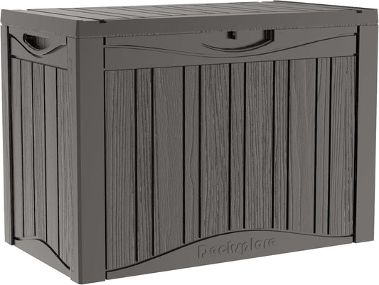 50 Gallon Waterproof Large Resin Deck Box Indoor/Outdoor Lockable Storage Container and Seating for Garden, Pool, and Patio (50 Gallon, Grey)