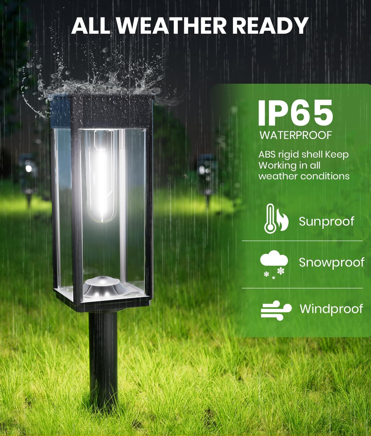 BITPOTT Bright Solar Lights Outdoor Waterproof IP65, 4 Pack Pathway Lights Solar Powerd, Auto On/Off Solar Outdoor Lights for Path, Yard, Landscape, Lawn, Patio, Walkway, Driveway, Garden Decor