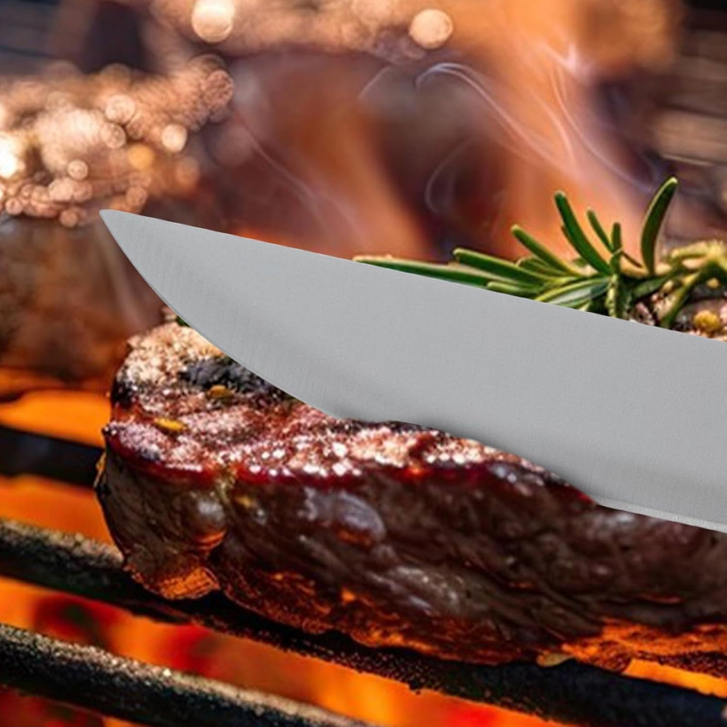 Supernal Pro Grill Master Kit -6pc Heavy Duty Stainless Steel BBQ Tools Set with Anti-Slip Handles|Commercial-Grade Spatula,Grill Brush,Basting Brush,Chef's Knife & More|Gift for Dad's Outdoor Cooking