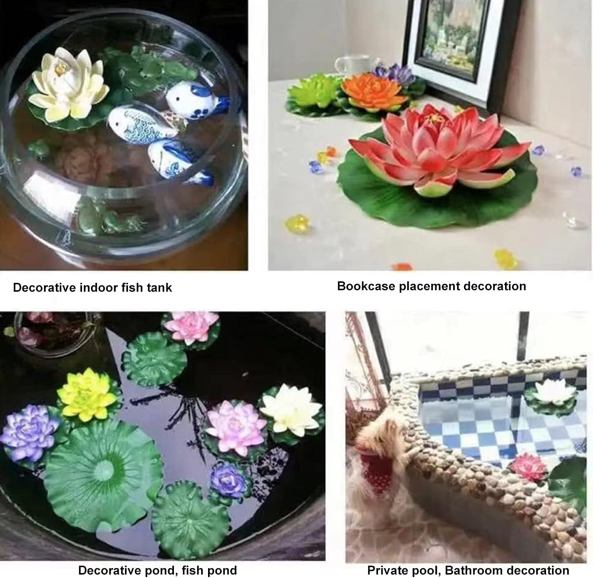 FZBNSRKO Artificial Lotus,4PCS 7.1" Inch Floating Foam Lotus Flowers for Pool,Realistic Water Lily Pads for Home Outdoor Patio Pond Wedding Party Decorations,Milky White