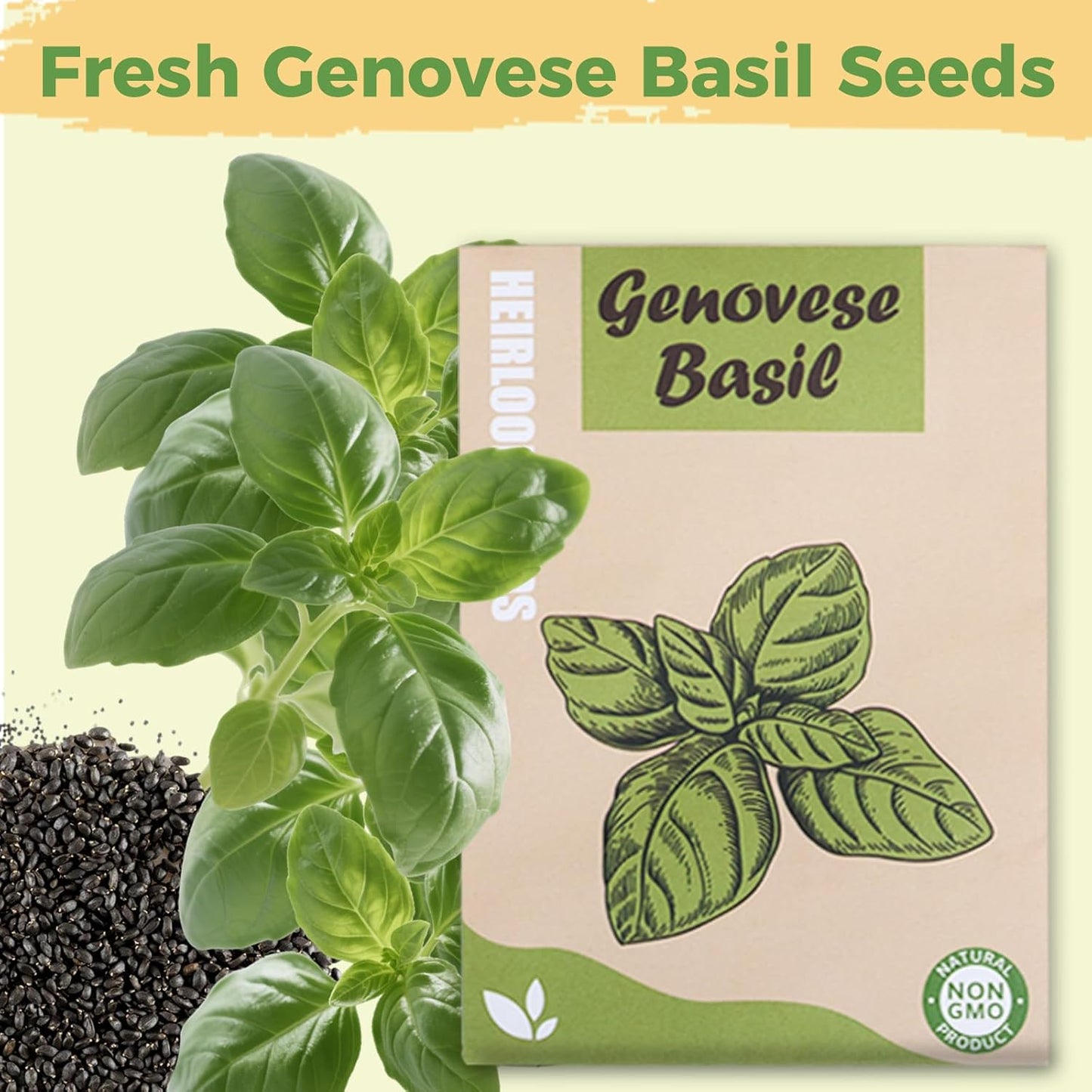 Basil Seed Pods Kit Hydroponic - Refill Herb Pod for All Indoor Garden, 8 Grow Pods with Seeds of Genovese Basil & Plant Food, Compatible with All Hydroponics Growing Systems