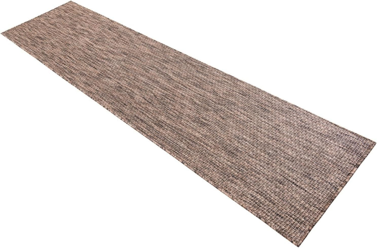 Unique Loom Outdoor Solid Collection Area Rug (2' x 8' Runner Light Brown/Ivory)