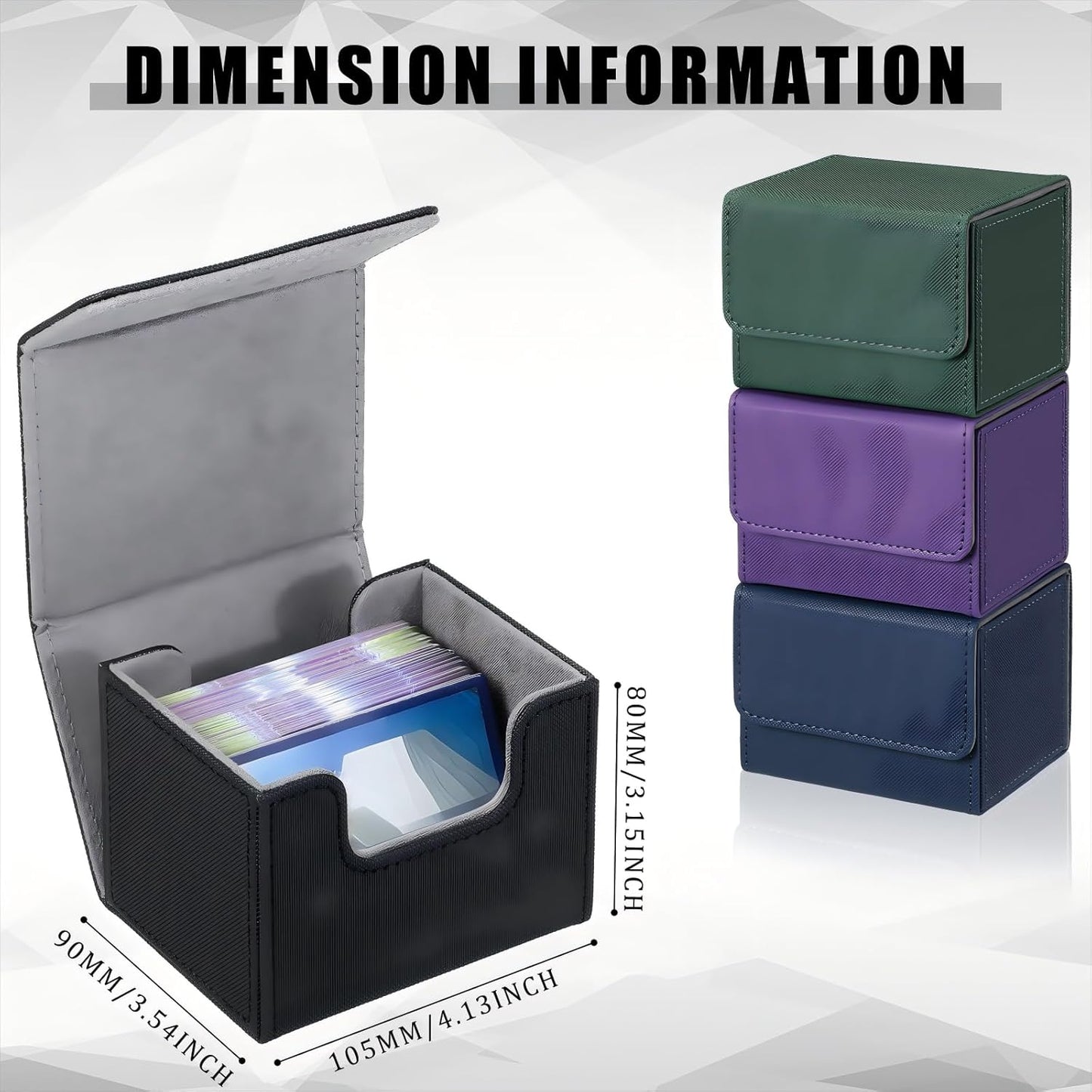 Yookeer 4 Pieces Leather Deck Card Boxes Cards Deck Game Box for Collectible Playing Card Box Compatible with MTG Commander(Black, Blue, Green, Purple,Horizontal)