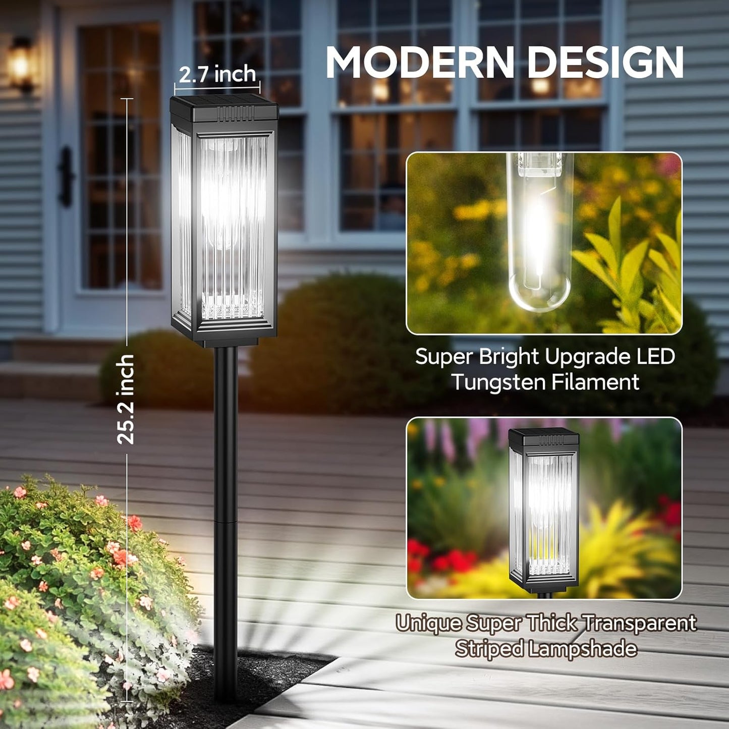 ELECLINK Solar Pathway Lights Outdoor, 4 Pack Upgraded Solar Lights Outdoor Waterproof, Bright Up to 15 Hrs Auto On/Off Garden Light for Yard Patio Lawn Path Walkway Driveway Outside Decor(Cool White)