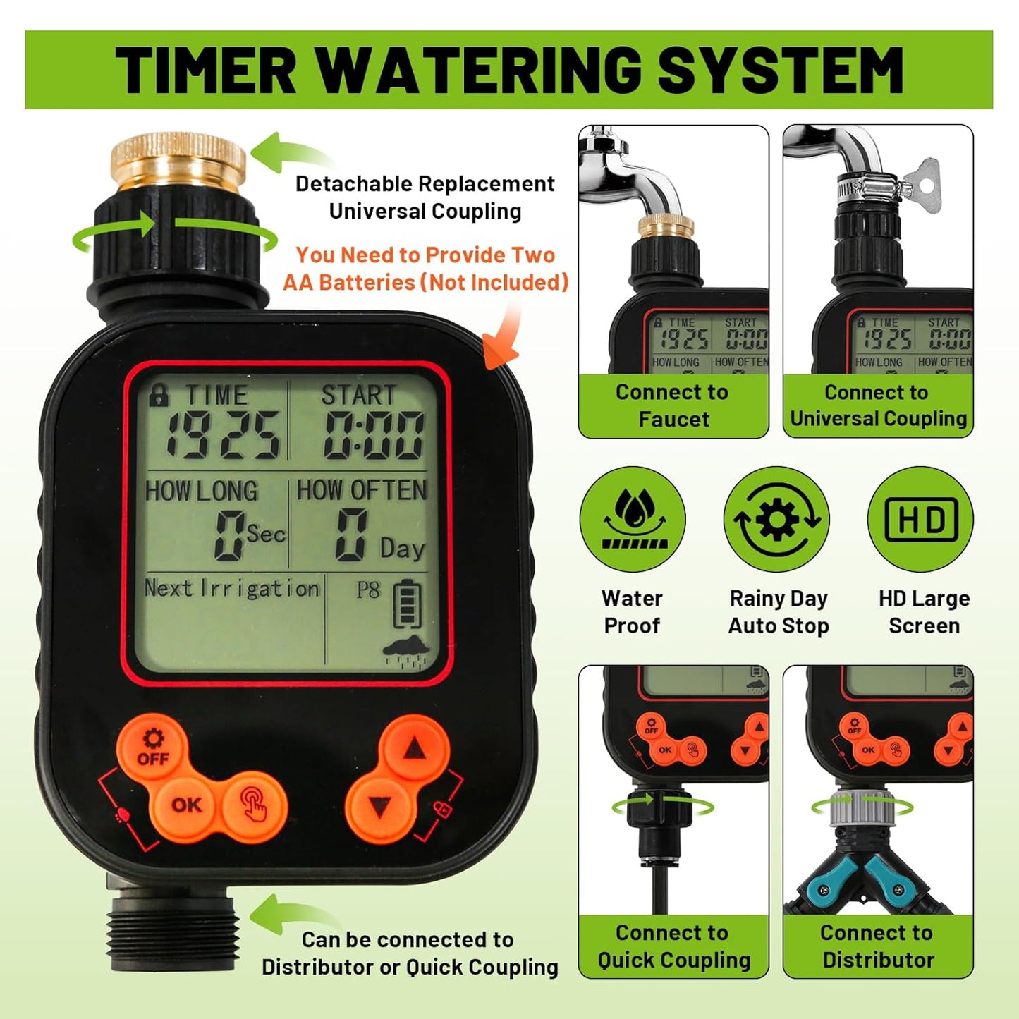 Drip Irrigation Kit - 100 FT. Hose Sprinkler System with 360° nozzles and T-connectors for Gardens, lawns, Plants, Flower beds, Trees, patios and hydroponics (Closeable nozzle-28)