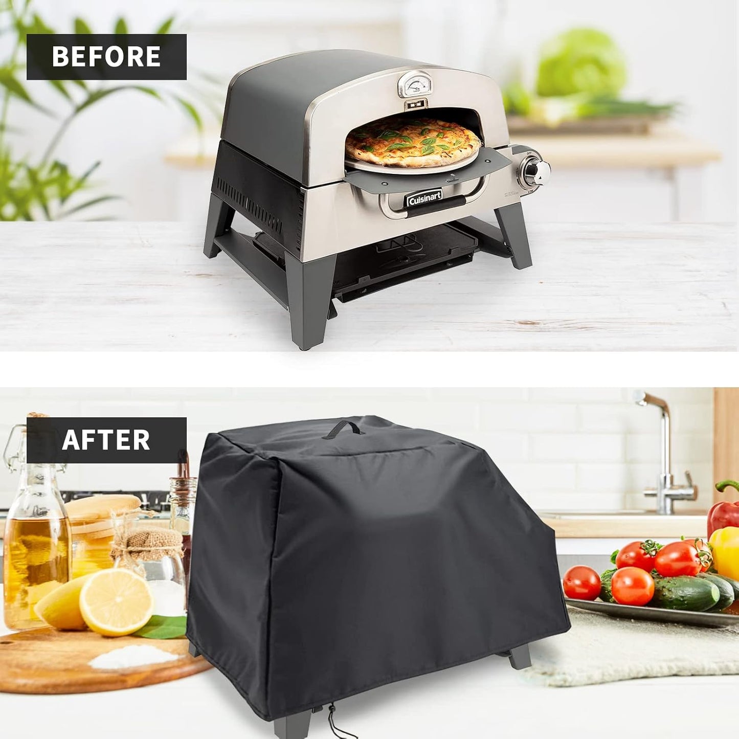 Kingling Pizza Oven Cover for Cuisinart CGC-403 3-in-1 Pizza Oven Grill, Waterproof Outdoor Grill Cover - 28''L x 21''W x 17.5''H