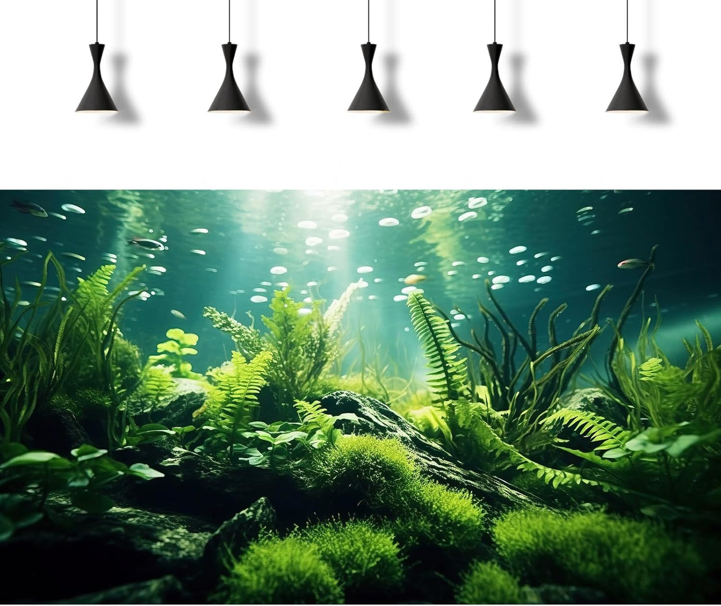 Underwater Fish Tank Background Under The Sea Aquatic Plants Aquarium Background Ocean Floor Rock Terrarium Backgrounds Tropical Fish Green Seaweeds Aquarium Backgrounds for Fish Tank Decor 48x18in