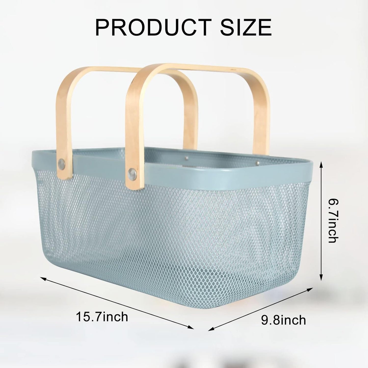 Garden Harvest Basket,Delicate Harvest Basket for Garden Vegetables,Practical Metal Mesh Wire Basket with Handle Suitable for Bathroom,Cabinet,Kitchen(Blue)