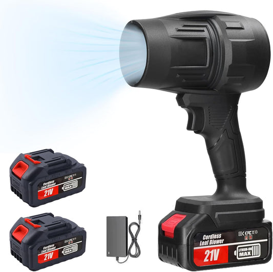 Cordless Leaf Blower Portable Dust Cleaner Electric Blower Lightweight Handheld Leaf Blast with Stepless Speed, with 2 Batteries for Patio Cleaning, Blowing Leaves, Drying, Camping