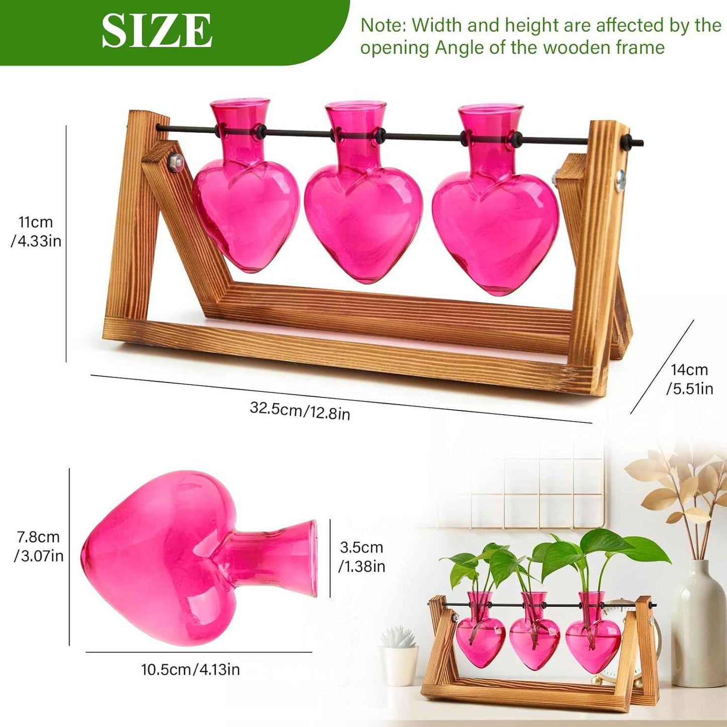 XXXFLOWER Plant Terrarium Propagation Stations Unique Gifts for Women Wife Mom Plant Lovers 3 Heart Shaped Vases for Hydroponics Home Garden Office Decor(Plants NOT Included)