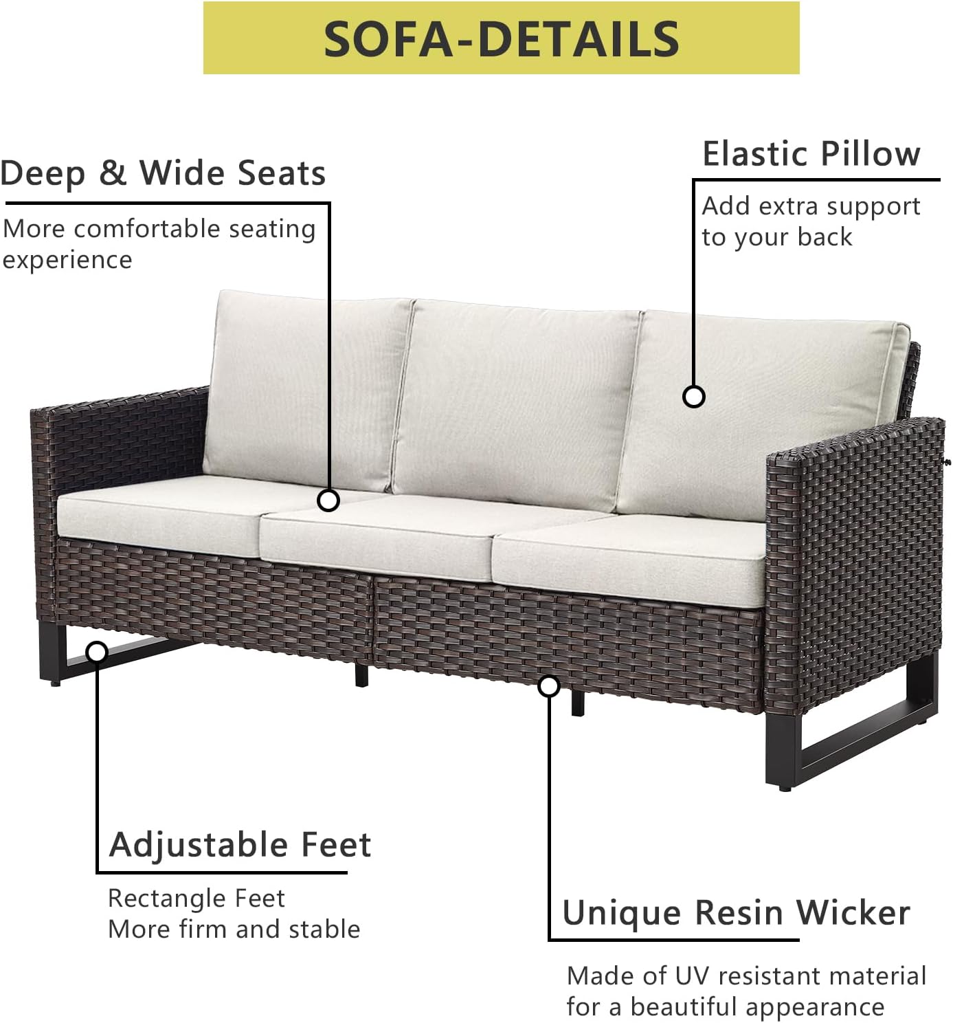 HUMMUH 7 Piece Patio Furniture Set with Fire Pit 41in 55,000 BTU,Wicker Outdoor Conversation Sets - Patio Swivel Chairs Sofa Ottomans,Side Table for Porch,Garden,Backyard