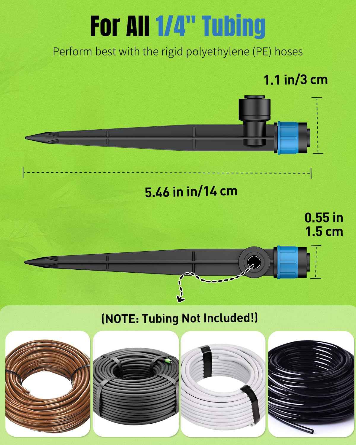Pawfly 30 Pcs Push-to-Fit Drip Irrigation Emitters with Adjustable 360 Degree Water Flow Irrigation Drippers Drip Emitters Sprinklers with Stake Drip Irrigation System Parts for 1/4 Inch Tubing
