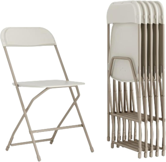 Flash Furniture Hercules Series Plastic Folding Chair - Beige - 6 Pack 650LB Weight Capacity Comfortable Event Chair-Lightweight Folding Chair